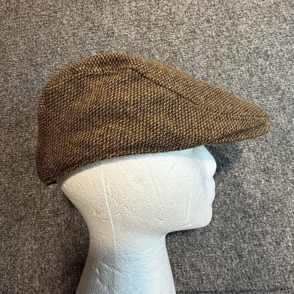 DPC Mens Brown Wool Blend Tweed Flat Ivy Cap Driving Newsboy Hat Size Medium